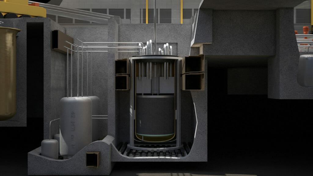 Generation IV nuclear power plant design - Small Modular Reactor architectural render